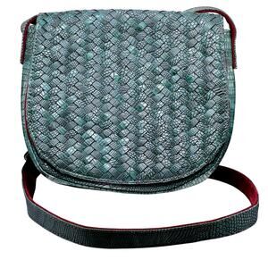 NWOT Deux Lux Anthropologie Crossbody Bag in Muted Teal Woven Vegan Leather